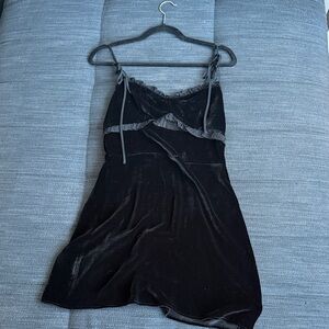 Black Velvet Dress with cutout and ruffles